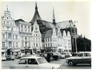 East Germany Rostock Neuer Markt Ernst-Thälmann-Platz Marienkirche Photo 1966