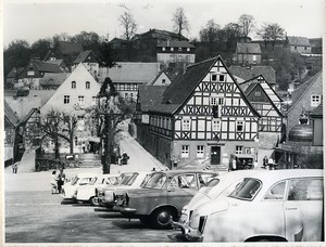 East Germany Elbsandsteingebirge Hohnstein timbered house Old Photo 1969