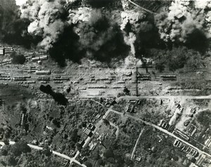 WWII Burma Bombardment Pyinmana Railway Marshalling Yard Old Photo 1945