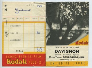 France Boulogne sur Mer Davignon Kodak photo advertising wallet circa 1920- 1950
