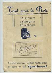 France Lille pochette photo publicitaire Studio Fotonor vers  1920 - 1950