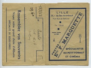 France Lille pochette photo publicitaire Marquette vers  1920 - 1950 #1