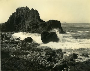 USA California Palos Verdes Peninsula Seaside Rocks Old Photo 1920's