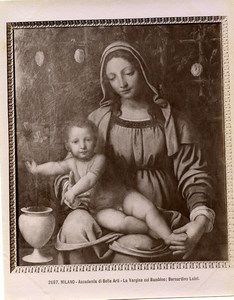 Italy Milano Bernardino Luini Madonna & Child Old Photo Brogi 1880