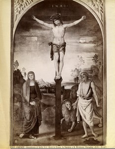 Italy Firenze Academy of Arts Perugino Christ on the Cross Old Photo Brogi 1880