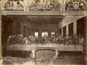 Italy Milano Leonardo da Vinci il Cenacolo Christ Old Photo Brogi 1880 #1