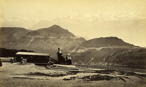 Switzerland Alps Righi Funicular Railway Steam engine Old Photo 1870