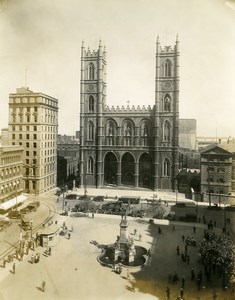 Canada Quebec Montréal Place d'Armes Notre Dame Basilica Old Photo 1930