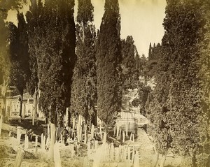 Turkey Constantinople ? Europeans in a Turkish Cemetery Old Photo 1870