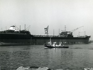 France Dunkirk Dunkerque Oil tanker under construction Wharf Old Photo 1959