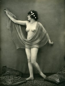 France Nude Woman Study Portrait Risque Old Photo Studio Super 1920