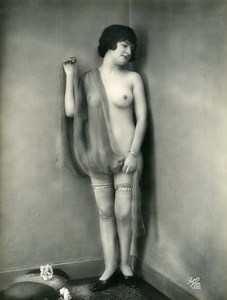 France Nude Woman Study Portrait Risque Old Photo Studio Super 1920