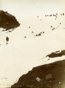 France Alps Col du Vallon Pass Chasseurs Alpins Group Old Photo 1901