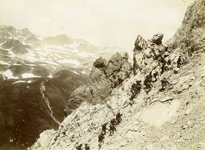 France Alps Col de l'Etroit du Vallon Pass Chasseurs Alpins Old Photo 1901