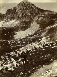France Alps Col des Ayes Pass Chasseurs Alpins Resting Old Photo 1901