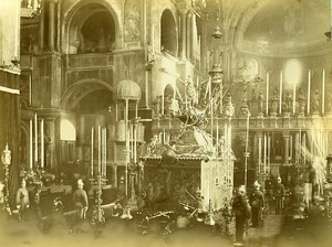 Italy Venice St Mark's Basilica di San Marco Catafalque Old Photo 1890