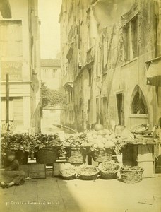 Italy Venice animated scene vegetable seller street market Old Photo 1890