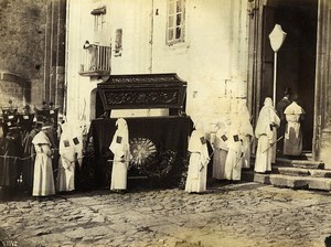 Italy Naples Sorrento? Religious Procession Easter Parade? Old Photo 1890
