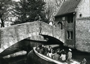 Belgium Bruges Historical Flemish City Tourist Boat Old Art Photo Deplechin 1970