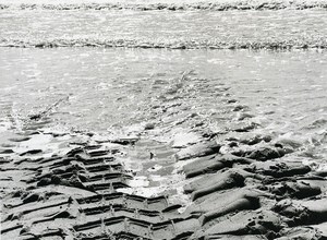 Belgium Seaside Tyre marks on the beach Old Art Photo Deplechin 1970