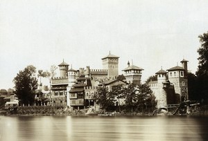 Italy Turin Torino Parco del Valentino Medieval Village Old Photo 1880