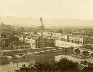 Italy Turin Torino Panorama Mole Antonelliana Old Photo 1880