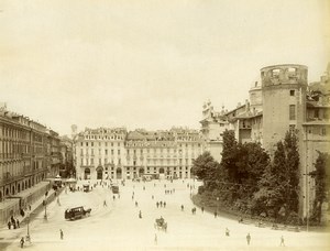 Italy Turin Torino Palazzo Madama Architecture Horsecar Old Photo 1880