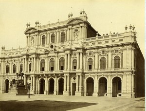 Italy Turin Torino Palazzo Carignano Palace rear façade Old Photo 1880
