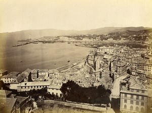 Italy Genova Genoa General view of the city port Old Photo 1880 #2