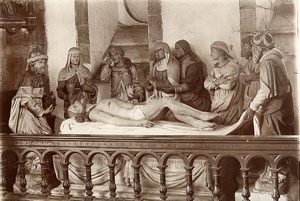 France Brittany Lampaul-Guimiliau church Burial of Jesus Old Photo 1890