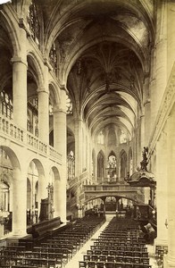 France Paris Eglise St Etienne du Mont Church Nave Old Photo 1890