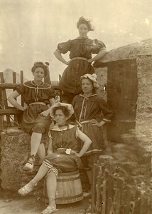 France around Audresselles Woman in Bathing Costumes Fashion Old Photo 1899