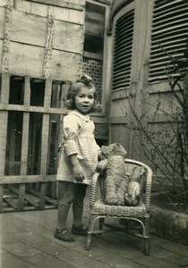 France l'Ours en Peluche Jeu d'Enfants Jouets Ancienne Photo Amateur 1930