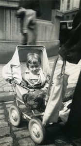 France Lille Ours en peluche Jeu d'Enfants Jouet Poussette Ancienne Photo Amateur 1950