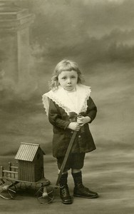 France Lille Cabine de Plage à Tirer Jeu d'Enfants Ancienne Photo Cayez 1920