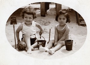 France Jeu de Plage Jeu d'Enfants Pelle et Seau Balle Ancienne Photo Amateur 1930