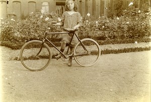 France Young Girl Cyclist Bicycle Children Game Old Amateur Photo 1930