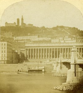 Law Court & Fourvieres Lyon France Old Photo Stereo 1858