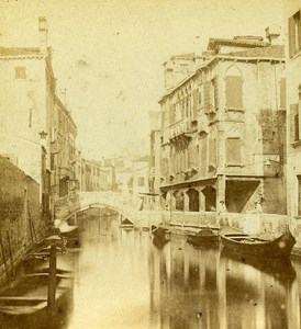 Little Canal Venice Italy Old Stereo Photo Furne et Tournier 1859