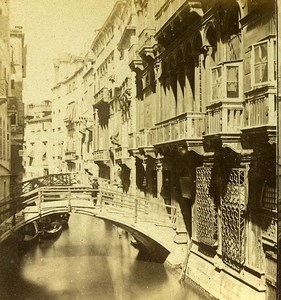 View from the Bridge Canonica Venice Italy Stereo Photo Furne et Tournier 1859