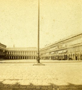 San Marco Place Venice Italy Old Stereo Photo Furne et Tournier 1859