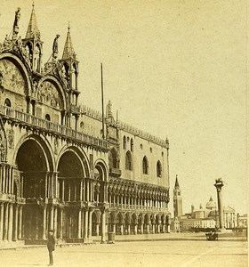 Ducal Palace & San Giorgio Venice Italy Old Stereo Photo Furne et Tournier 1859