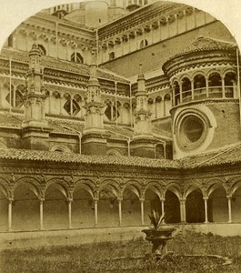 Certosa di Pavia Italy Old Stereo Photo Alexis Gaudin 1859