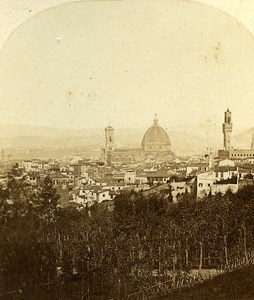 Panorama Firenze Italy Old Stereo Photo Alexis Gaudin 1859