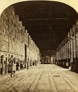 Campo Santo Gallery Pisa Italy Old Stereo Photo Alexis Gaudin 1859