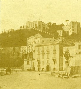 Mergellina Naples Italy Old Stereo Photo Leon Pierre Jouvin 1858