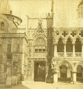 Portal of Ducal Palace Venice Italy Old Stereo Photo 1859