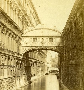 Ponte dei sospiri Venice Italy Old Stereo Photo 1859