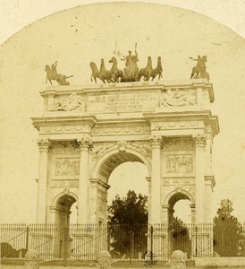 Arco della Pace Milano Italy Old Stereo Photo 1859