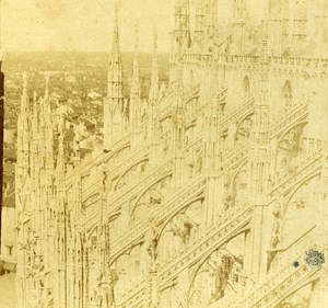 Il Duomo Cathedral Milano Italy Old Stereo Photo 1859